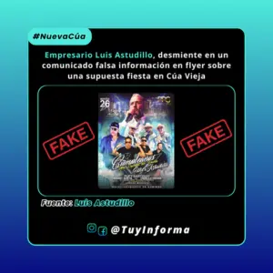 Empresario Luis Astudillo, desmiente en un comunicado falsa información en flyer sobre una supuesta fiesta en Cúa Vieja