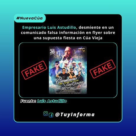 Empresario Luis Astudillo, desmiente en un comunicado falsa información en flyer sobre una supuesta fiesta en Cúa Vieja